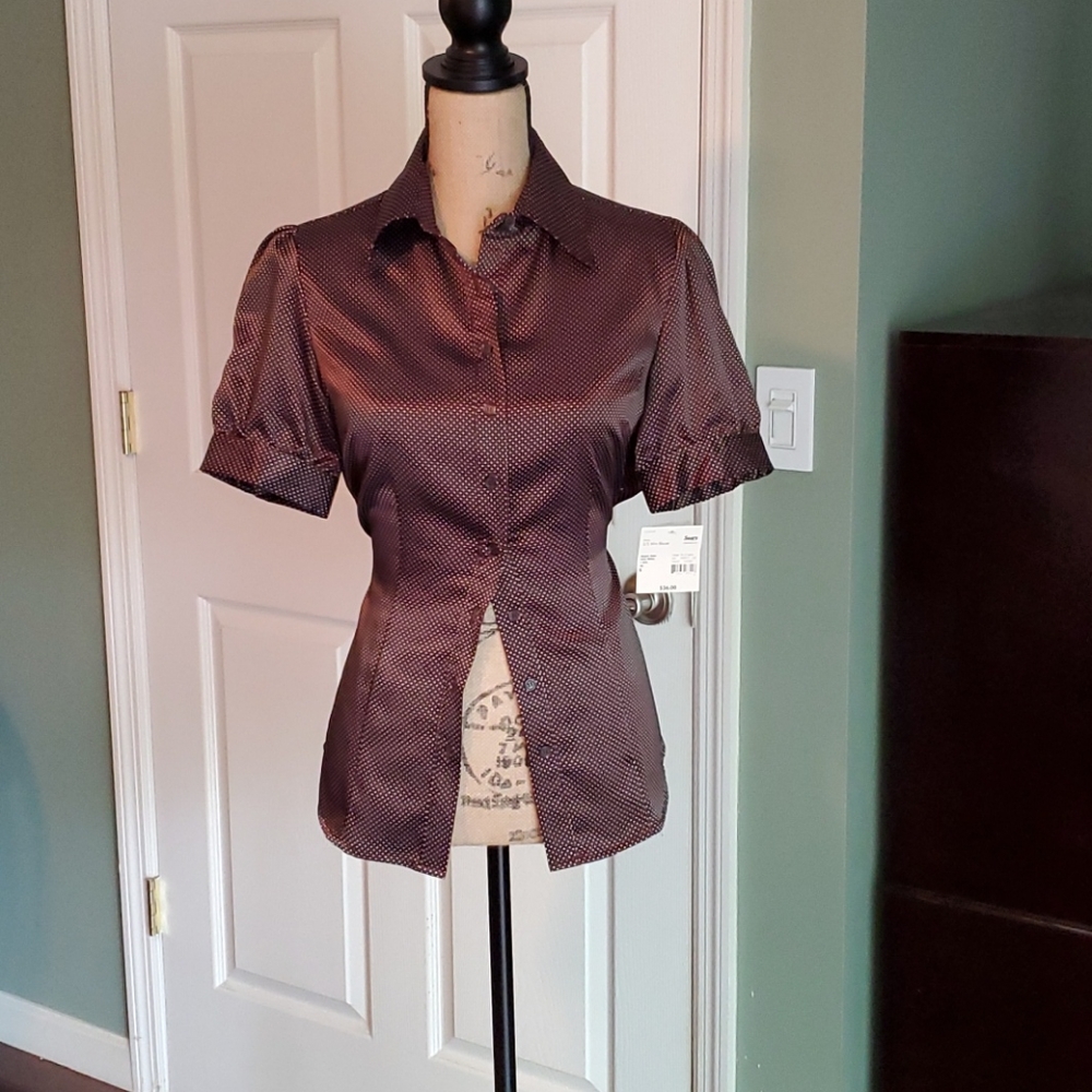 Covington Brown Polka-dot Blouse